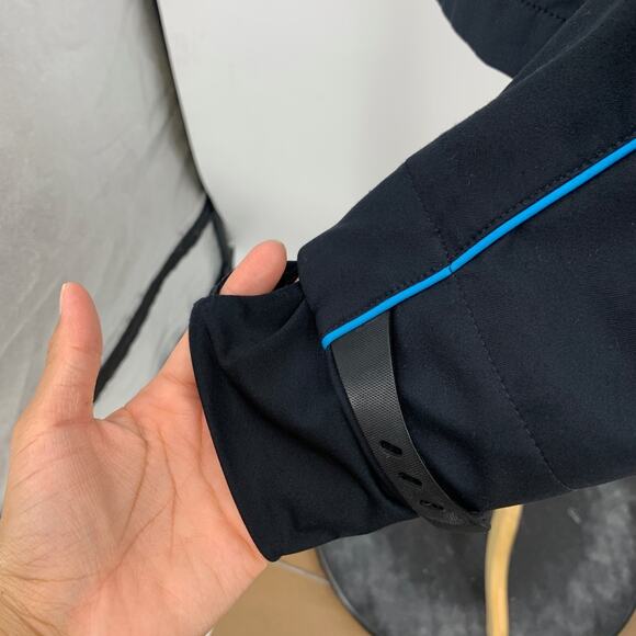 BMW Jacket Women M Medium Black Blue Athletics Full Zip Reflective Detach Sleeve - Picture 6 of 13